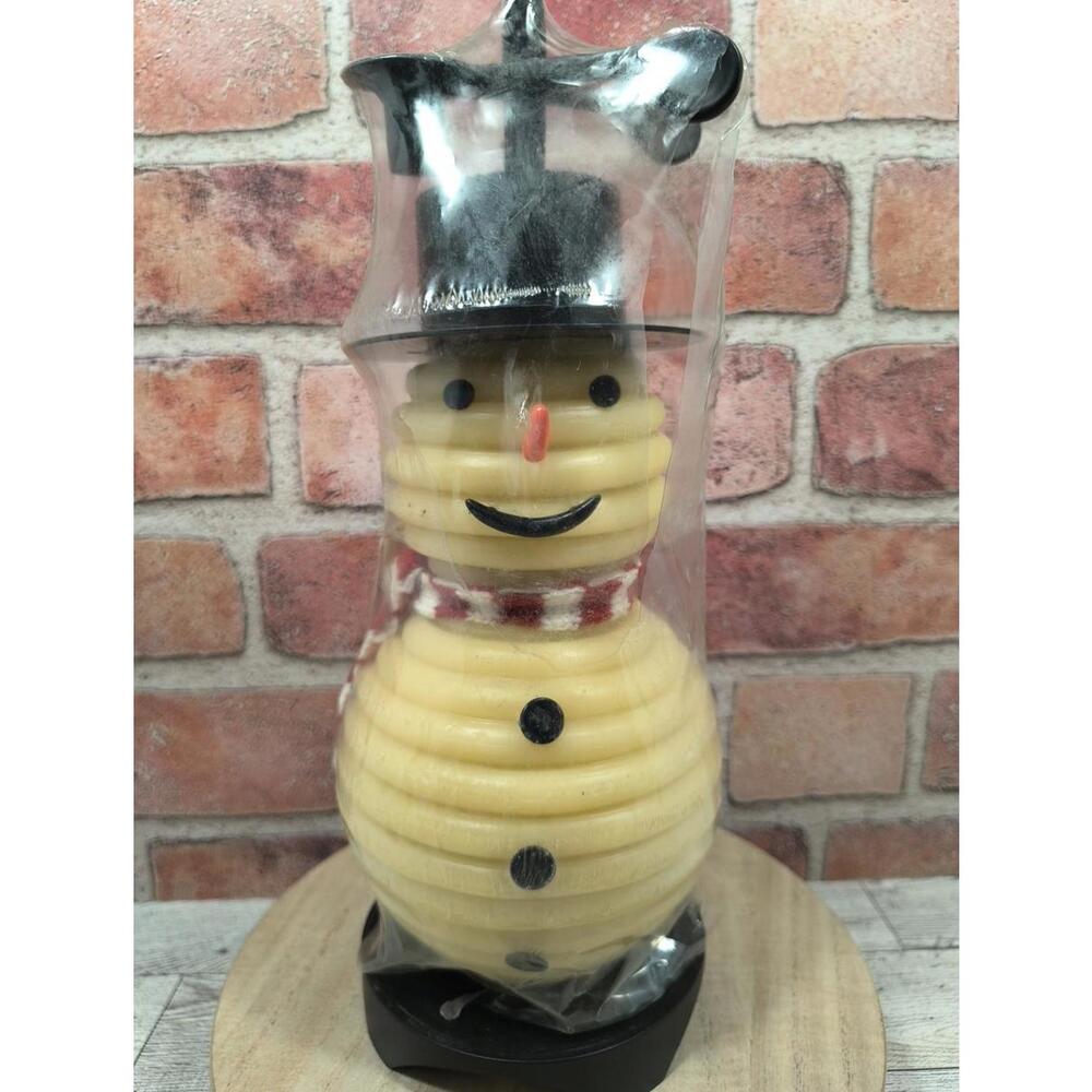 Candle By The Hour Snowman Candle 100 Hour Black Base Christmas Holiday Vintage